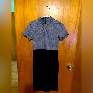 Black and white key hole business casual dress